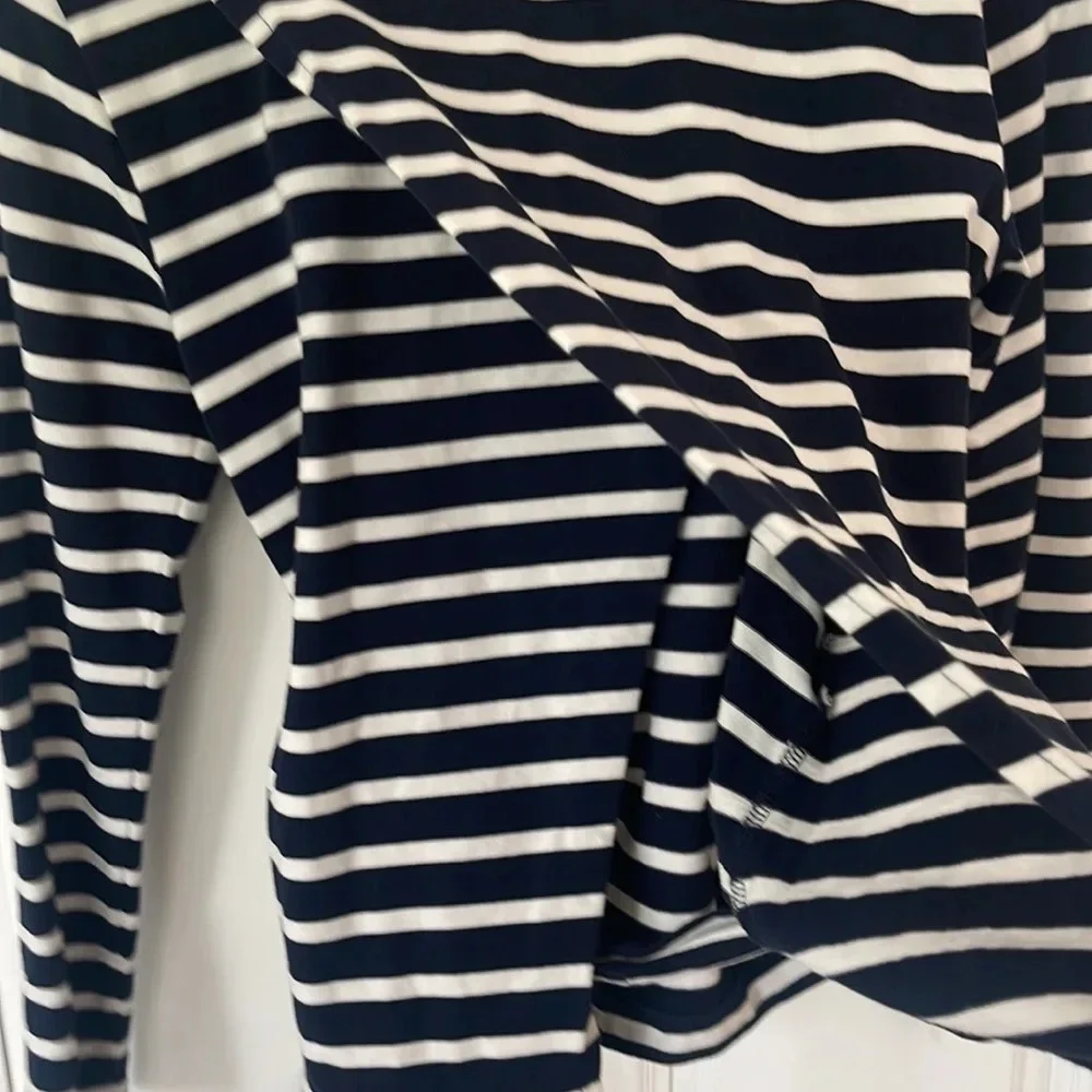 J.Crew Striped belted crossback top navy white OPEN Back cotton size small - Picture 7 of 12